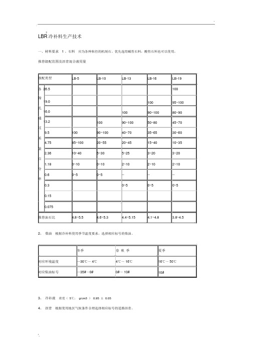 沥青冷补料生产技术