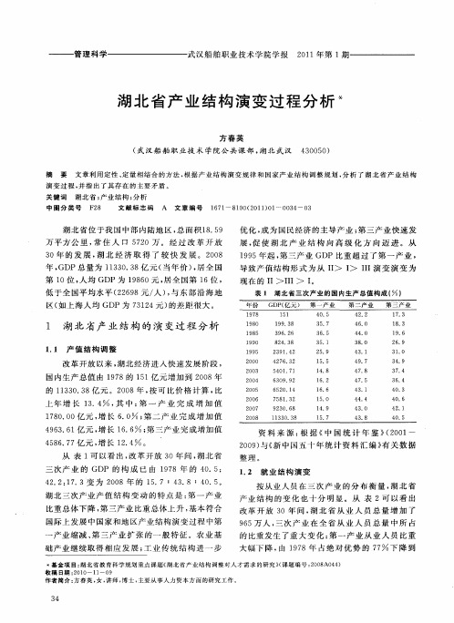 湖北省产业结构演变过程分析