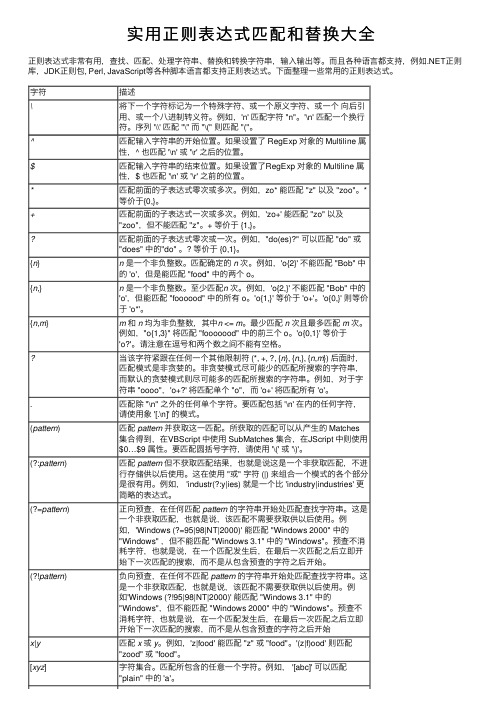 实用正则表达式匹配和替换大全