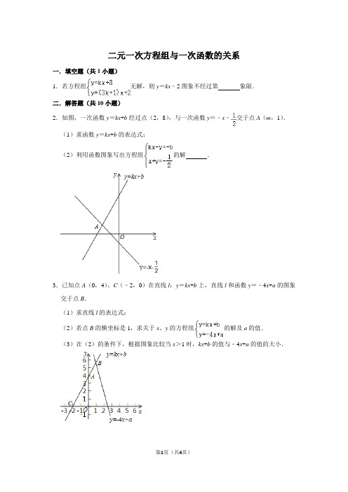 北师大八年级上册二元一次方程组与一次函数的关系综合题型练习