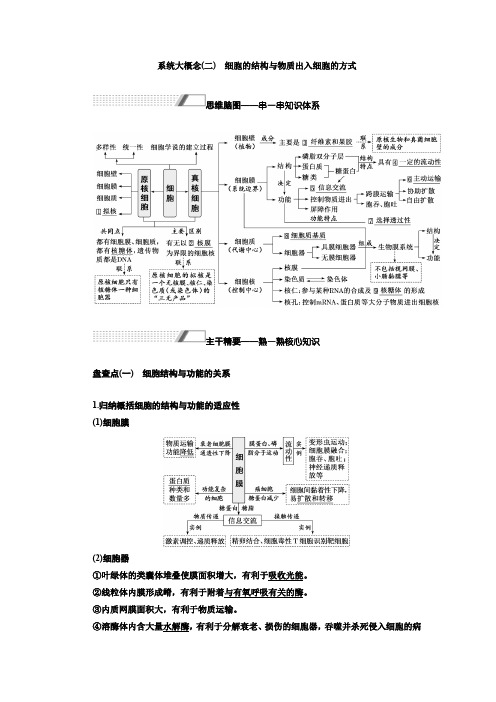 高考二轮复习系统大概念(二)细胞的结构与物质出入细胞的方式教案