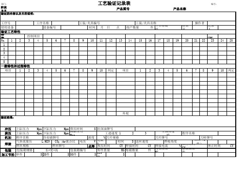 工艺验证记录表