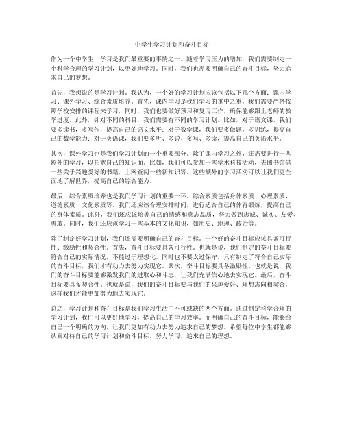 中学生学习计划和奋斗目标