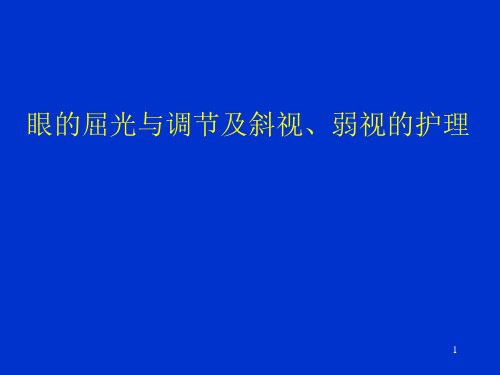 眼的屈光与调节及斜视、弱视护理讲课