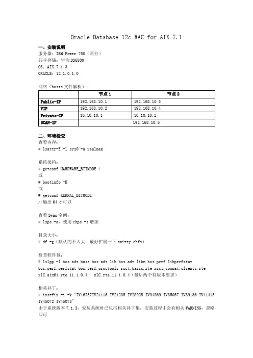 Oracle Database 12c RAC for AIX 7.1