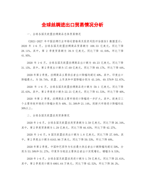 全球丝绸进出口贸易情况分析