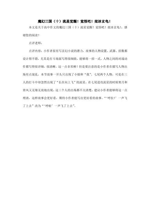 魔幻三国(十)流星觉醒!觉悟吧!炫冰玄龟!_高中作文