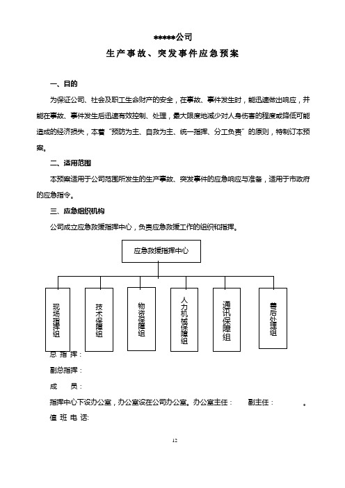 2011年生产事故、突发事件应急预案