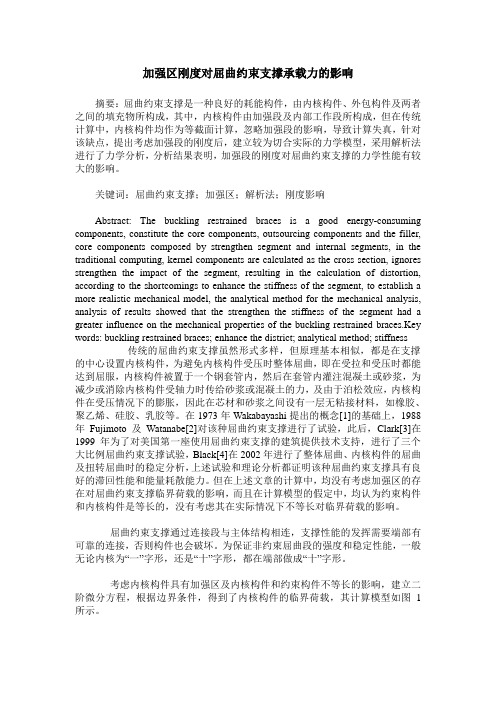 加强区刚度对屈曲约束支撑承载力的影响