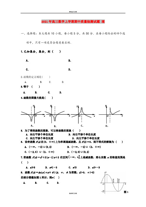 2021年高三数学上学期期中质量检测试题 理