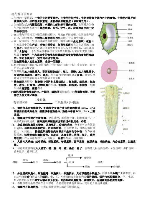 初中生物会考复习资料