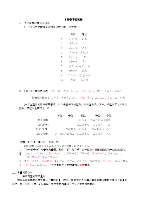 日语数字&数词的读法&用法