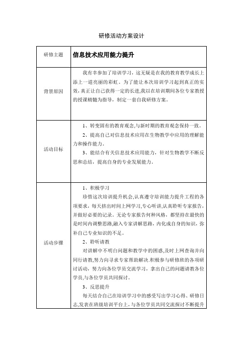 研修活动设计方案