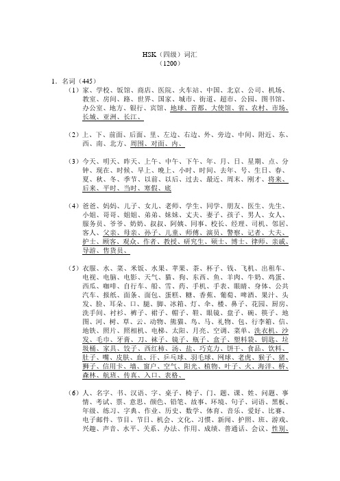 HSK(四级)词汇