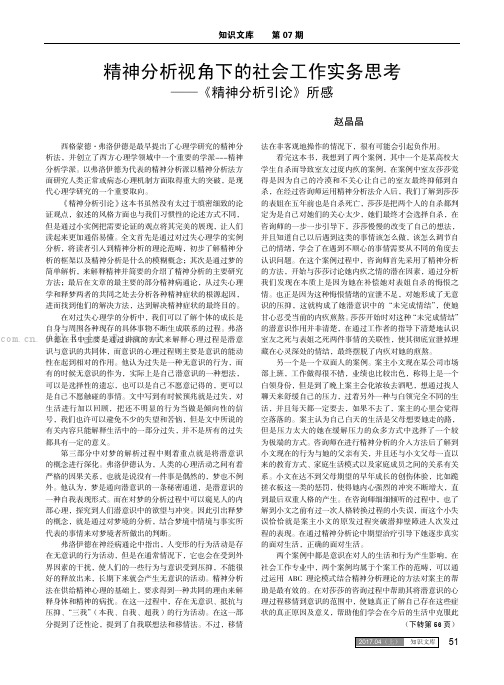 精神分析视角下的社会工作实务思考——《精神分析引论》所感