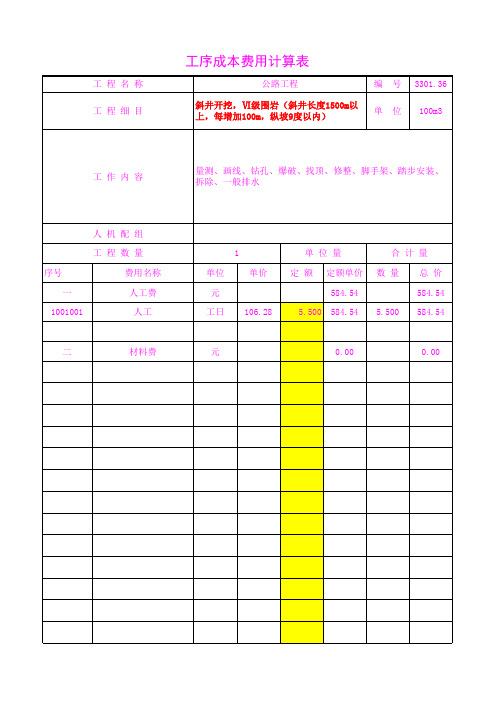 公路桥梁工序分包单价3301.36