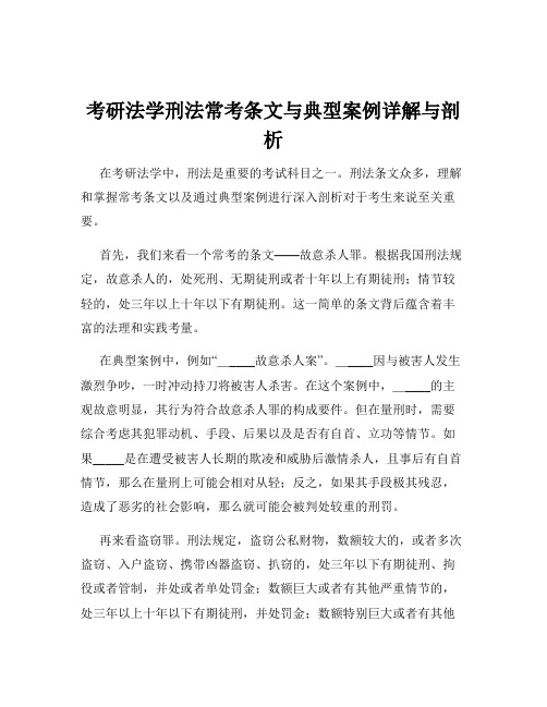 考研法学刑法常考条文与典型案例详解与剖析