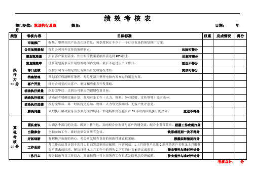 《绩效考核表》-策划执行总监