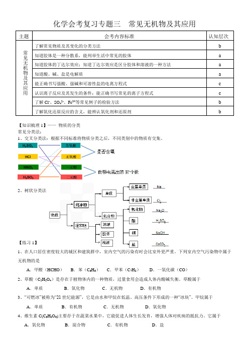 化学会考复习 主题3 常见无机物及其应用