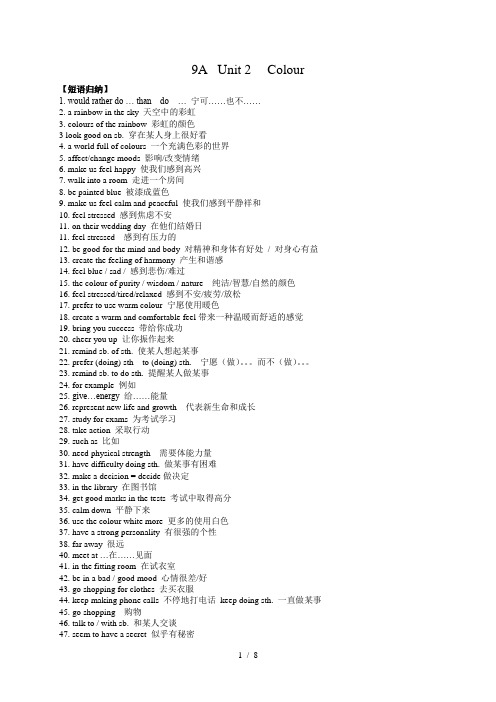 牛津9A-Unit2知识点归纳、难点解析、语法复习