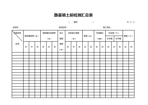 路基填土前检测汇总表