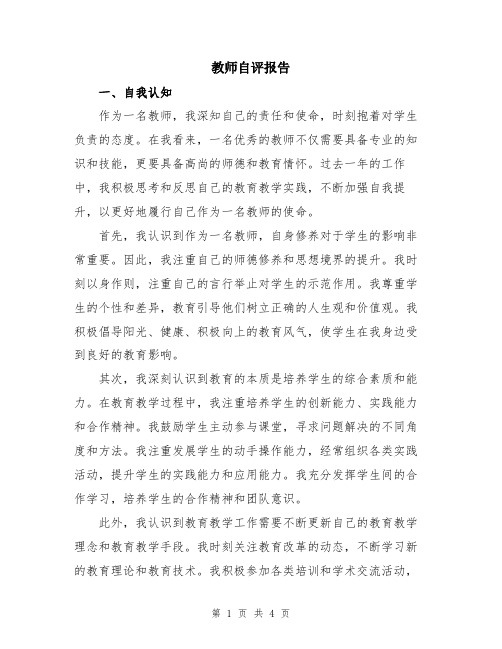 教师自评报告