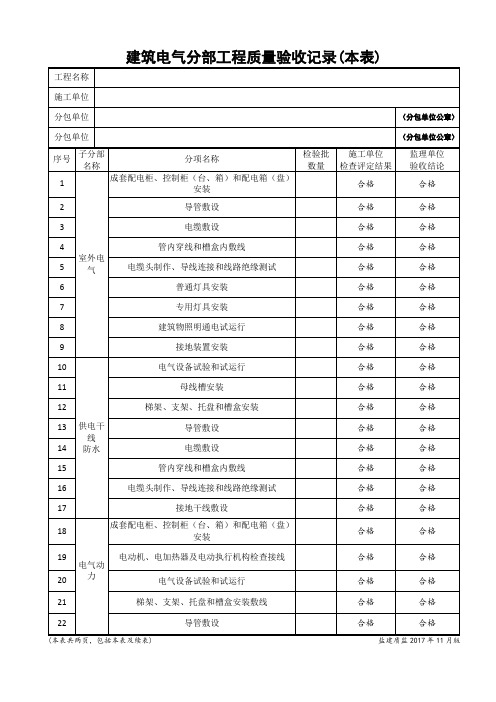 建筑电气分部工程质量验收记录