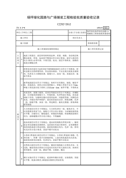 场坪绿化园路与广场铺装工程检验批质量验收