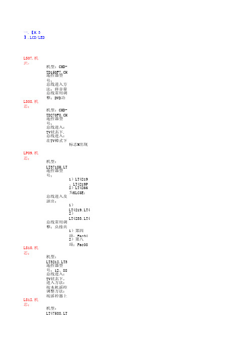 3.长虹平板电视机芯-机型进总线方法对照表