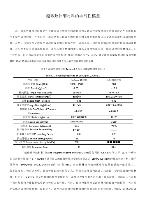 超磁致伸缩材料的非线性模型