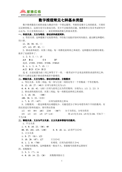 数字推理常见七种基本类型