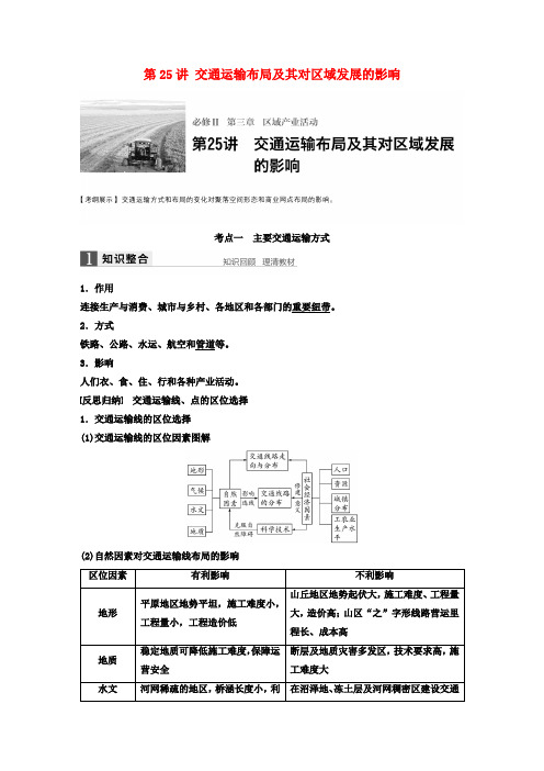 【步步高】高考地理大一轮复习 第3章 区域产业活动 第25讲 交通运输布局及其对区域发展的影响讲义 湘教版必