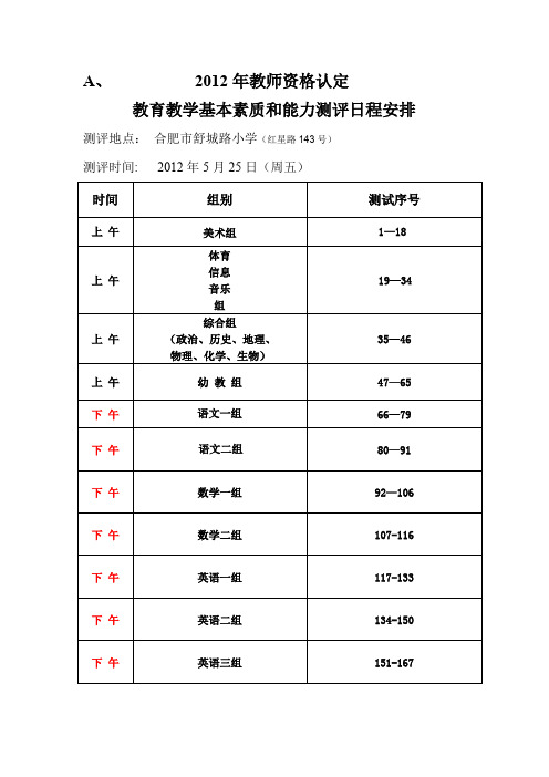 A、2012年教师资格认定