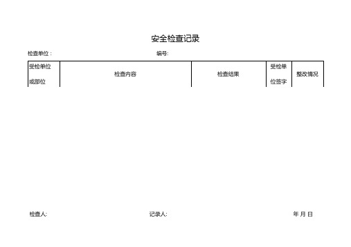 人工挖孔桩安全检查记录表