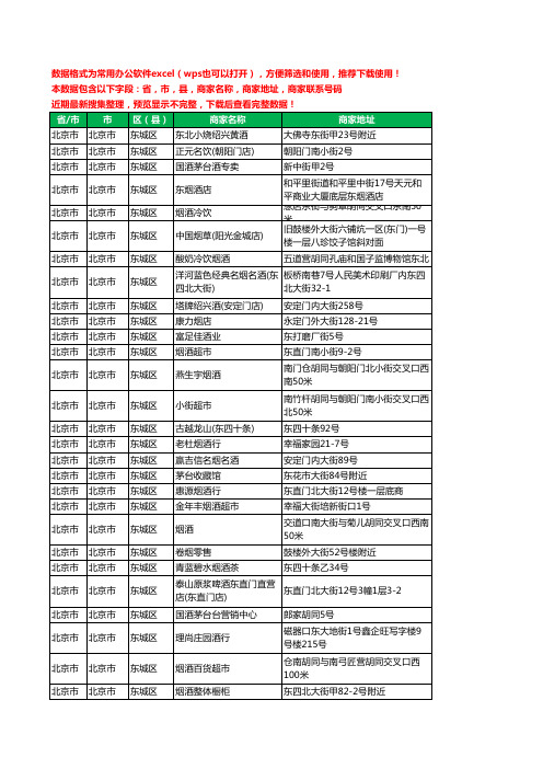 2020新版北京市北京市东城区烟酒工商企业公司商家名录名单黄页联系电话号码地址大全488家