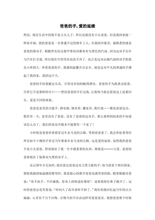 爸爸的手,爱的延续_高中高一作文900字