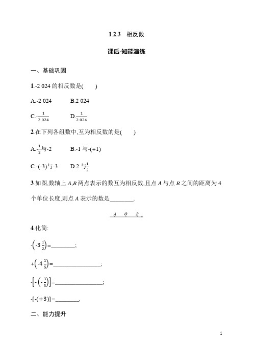 1.2.3 相反数(同步练习)人教版(2024)数学七年级上册