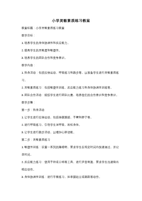 小学灵敏素质练习教案