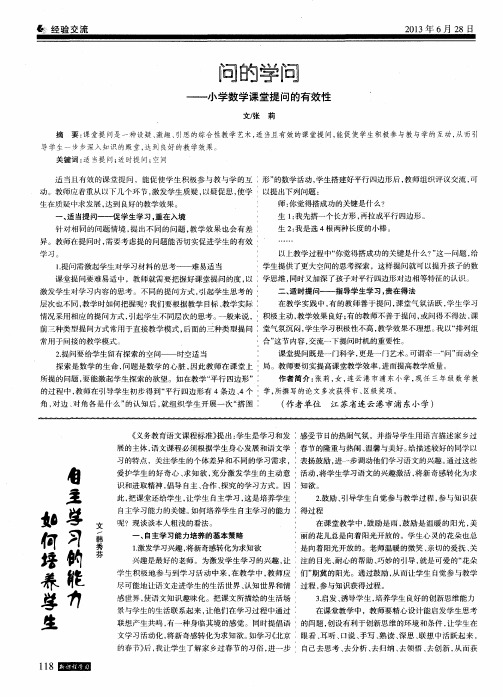 问的学问——小学数学课堂提问的有效性