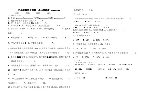 青岛版六年级数学下册第一单元测试题_常庄埠岭 杜家福