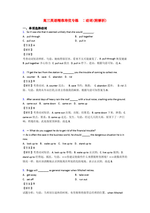 高三英语精准培优专练  ∶动词(附解析)