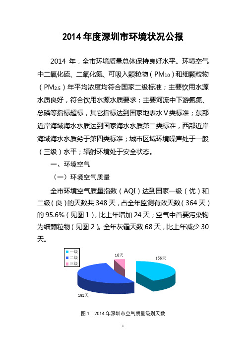 2013年深圳环境状况公报