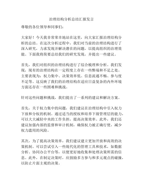 治理结构分析总结汇报发言