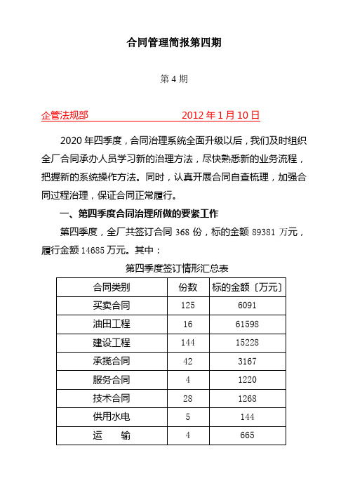 合同管理简报第四期