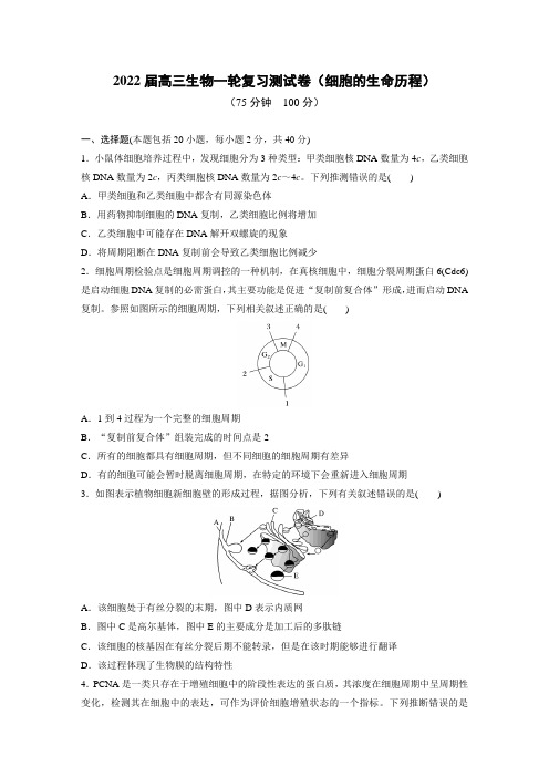 2022届高三生物一轮复习测试卷(细胞的生命历程)