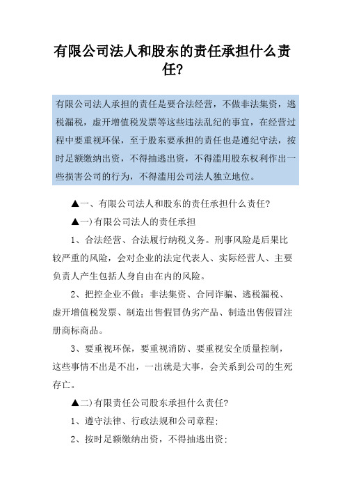 有限公司法人和股东的责任承担什么责任-