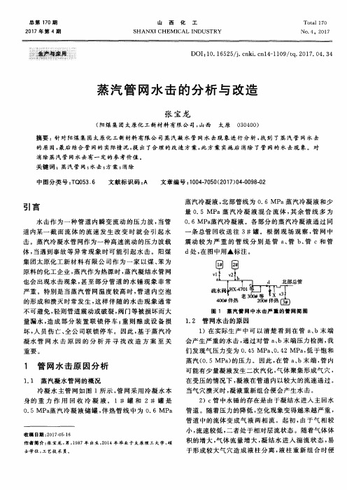 蒸汽管网水击的分析与改造