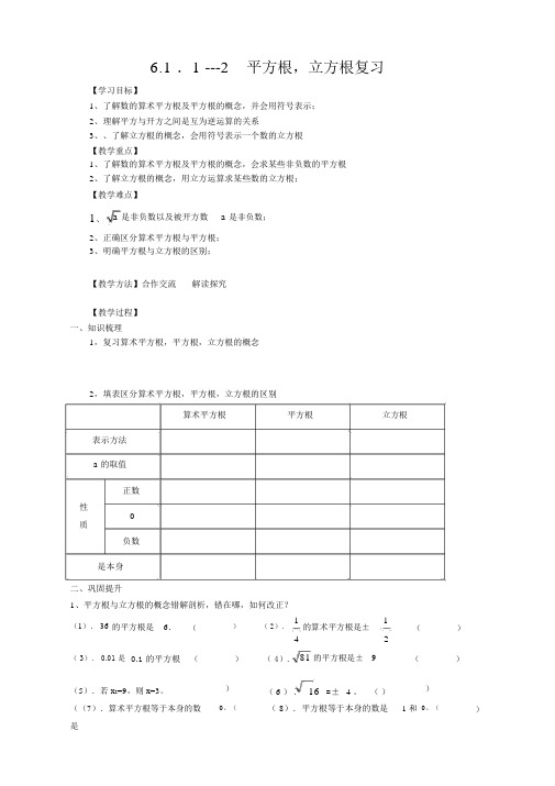 2019年《平方根立方根复习》导学案.doc