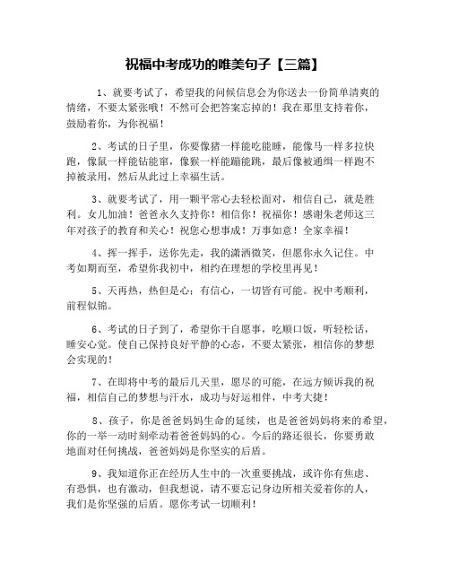 祝福中考成功的唯美句子【三篇】