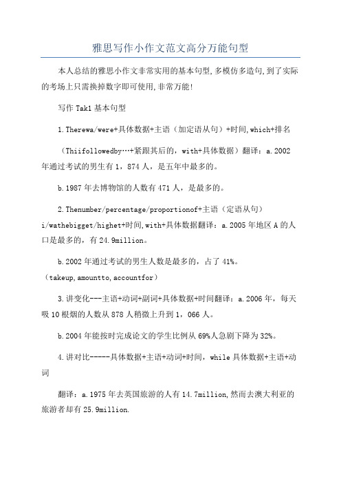 雅思写作小作文范文高分万能句型